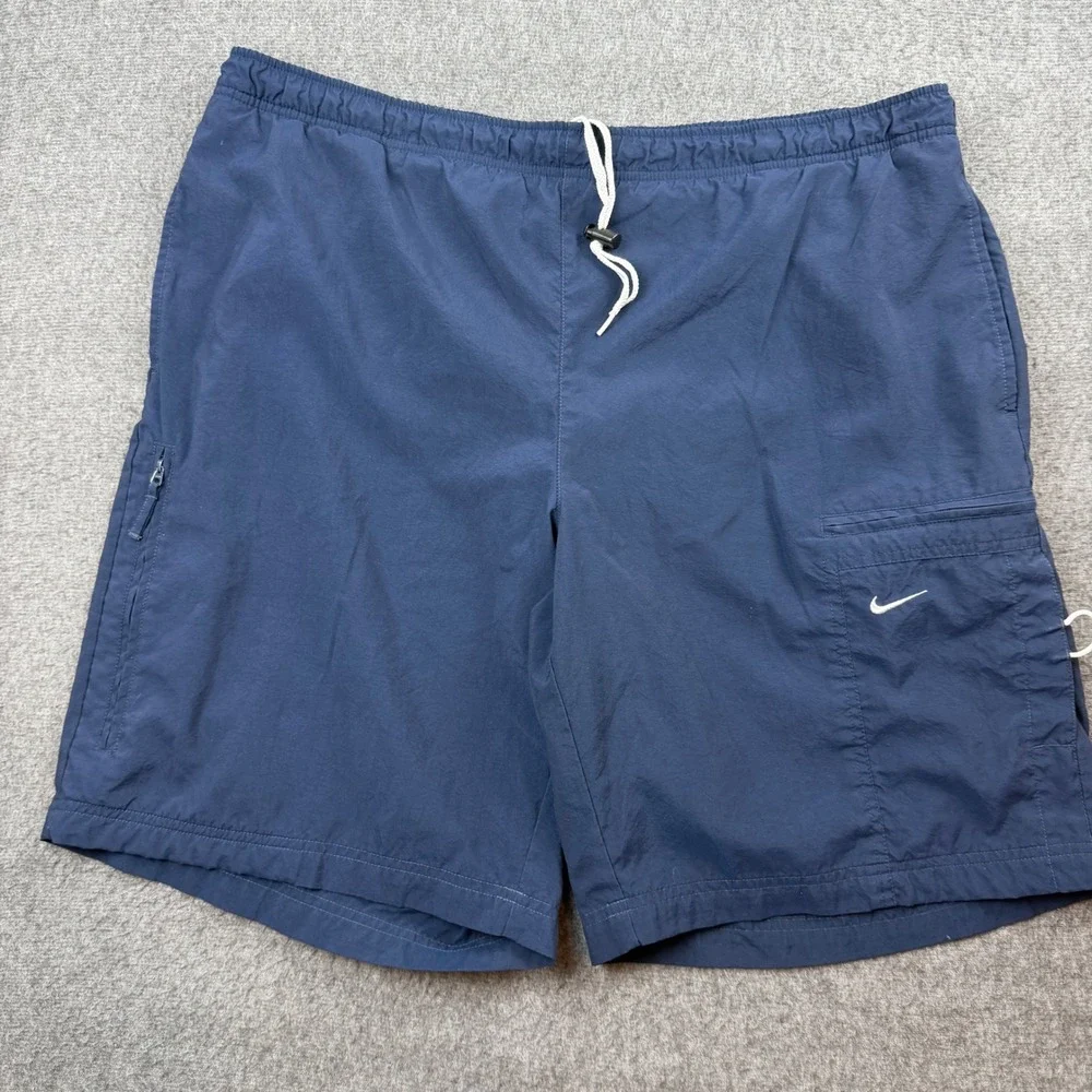 VINTAGE Nike Swim Trunks Men's‎ L Navy Blue Pocket Mesh Lined Athletic Shorts